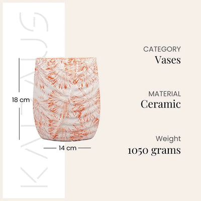 Peach Textured Leaf Imprint Vase
