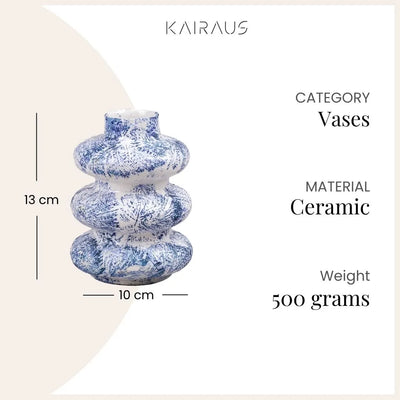 Slate Blue Tri-Ring Ceramic Vase