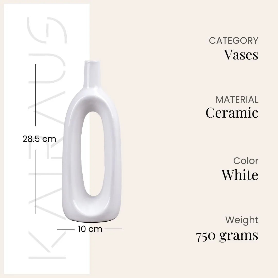 White Glossy Hollow Vase