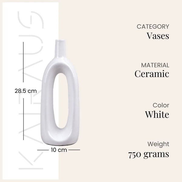 White Glossy Hollow Vase