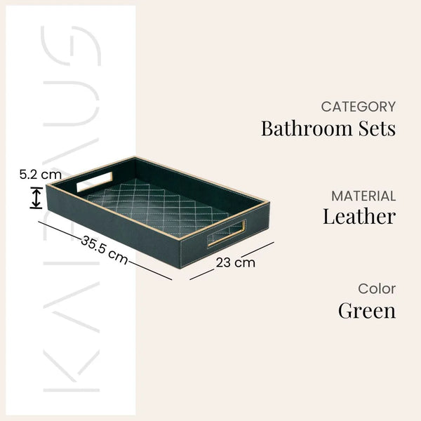 Luxury Green Leather Bathroom Accessory Set