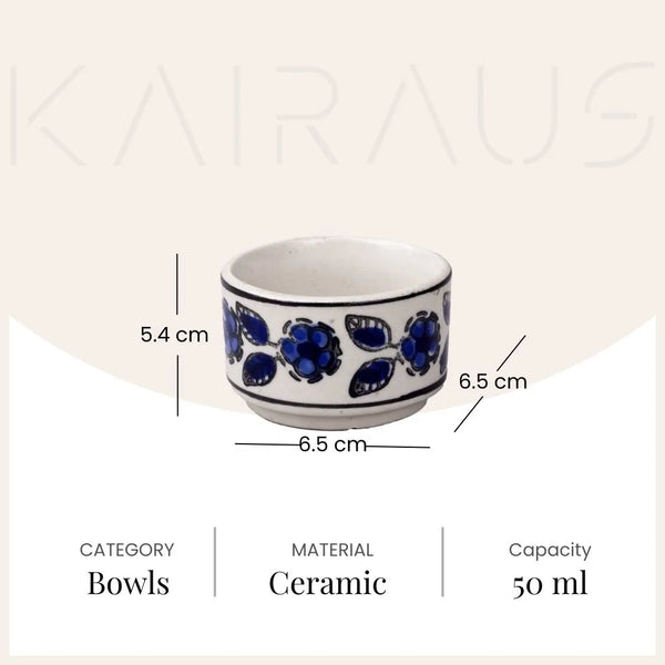 Handpainted Floral Ceramic Chutney Bowl (Set of 4)