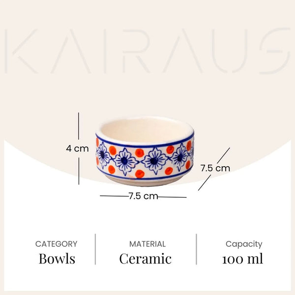 Whimsical Blue & White Chutney Bowl (Set of 2)