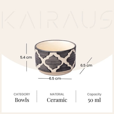 Elegant Grey Ceramic Mini Dip Bowl (Set of 2)