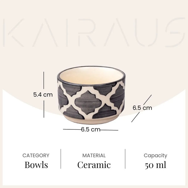 Elegant Grey Ceramic Mini Dip Bowl (Set of 4)
