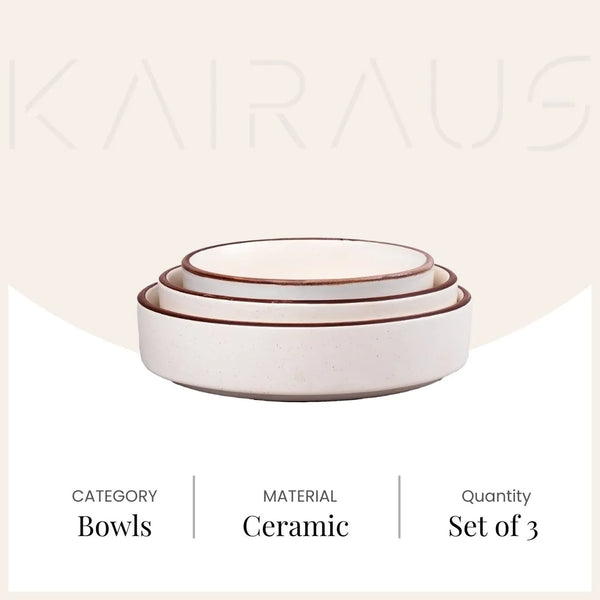 Ivory Minimalist Bowl (Set of 3)