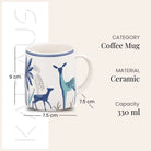 Blue Deer Ceramic Coffee Mug (Set of 2)