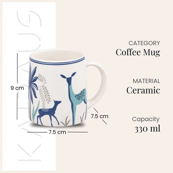 Blue Deer Ceramic Coffee Mug (Set of 2)