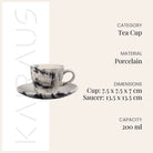 Opulent Marble-Inspired Cup and Saucer (Set of 4)