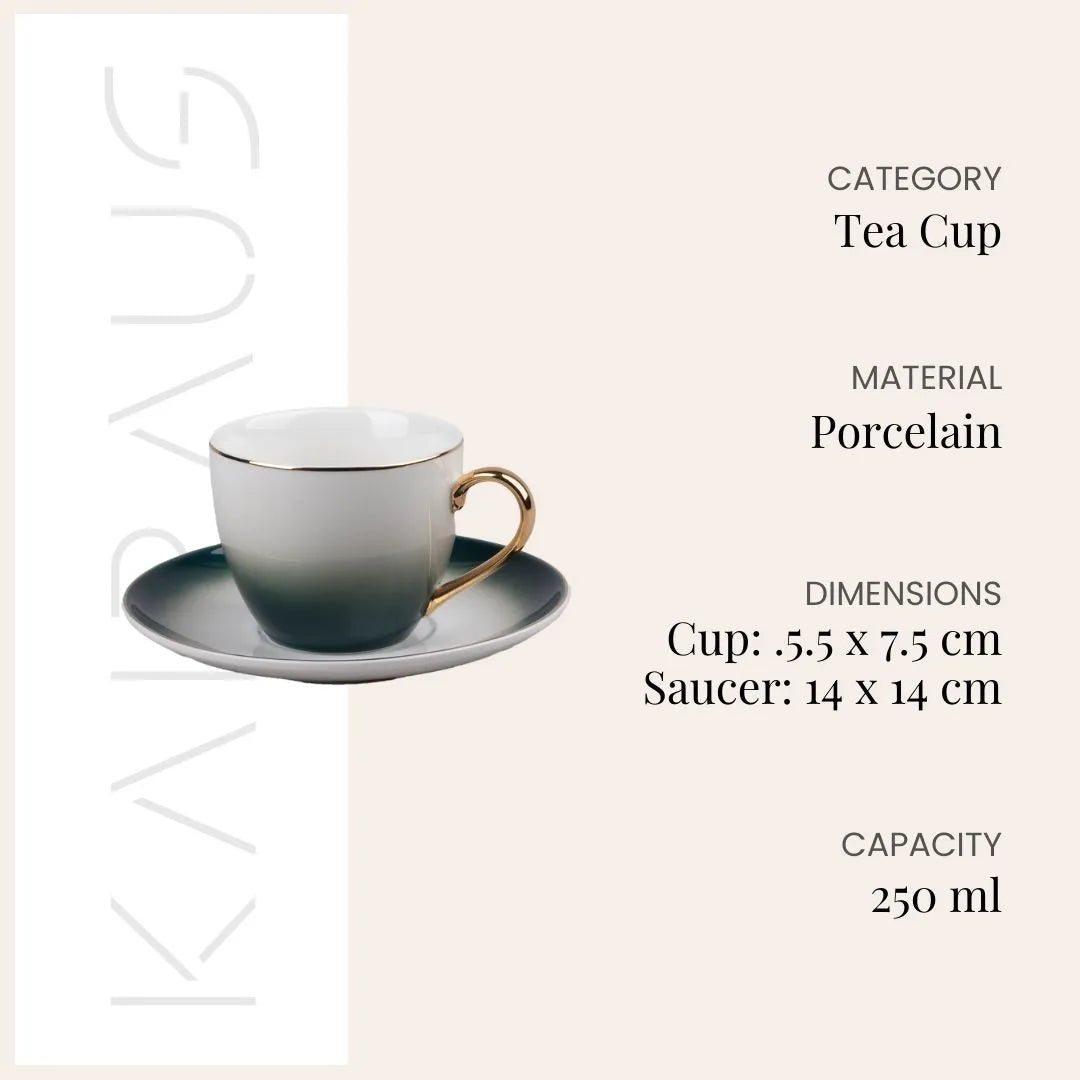 Opulent Gold Trim Cup and Saucer (Set of 4)