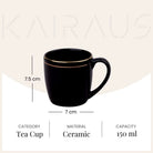 Black and Gold Line Ceramic Tea Cups