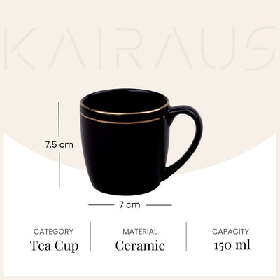 Black and Gold Line Ceramic Tea Cups