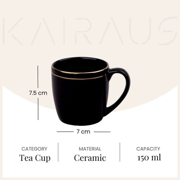 Black and Gold Line Ceramic Tea Cups
