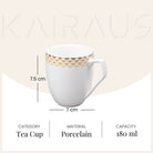 White and Gold Printed Tea Cup
