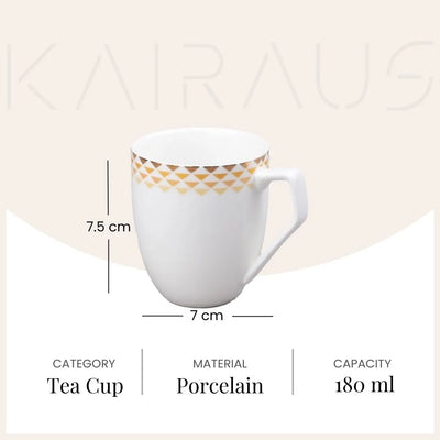 White and Gold Printed Tea Cup