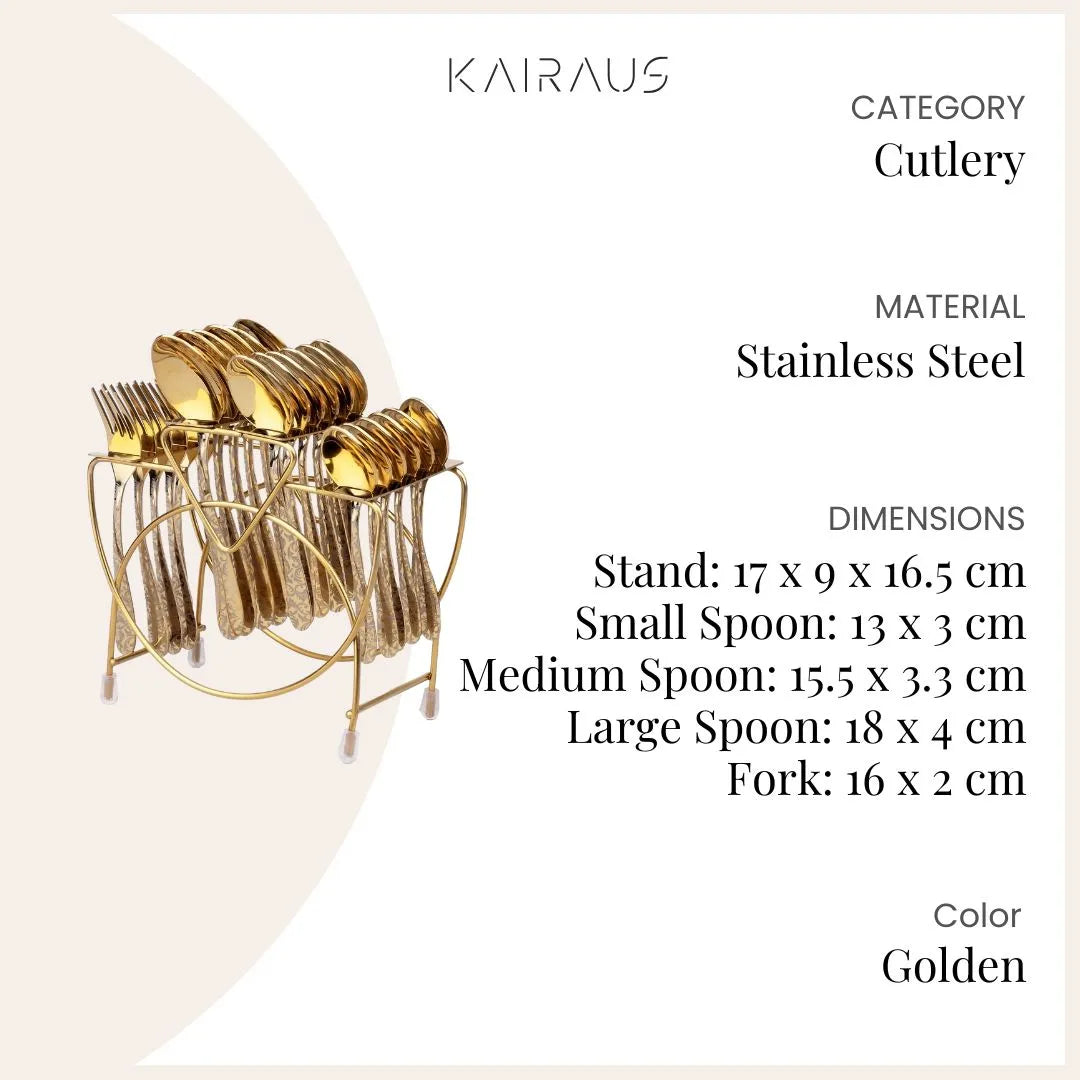 Golden Cutlery Stand Set