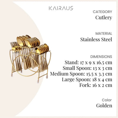 Golden Cutlery Stand Set