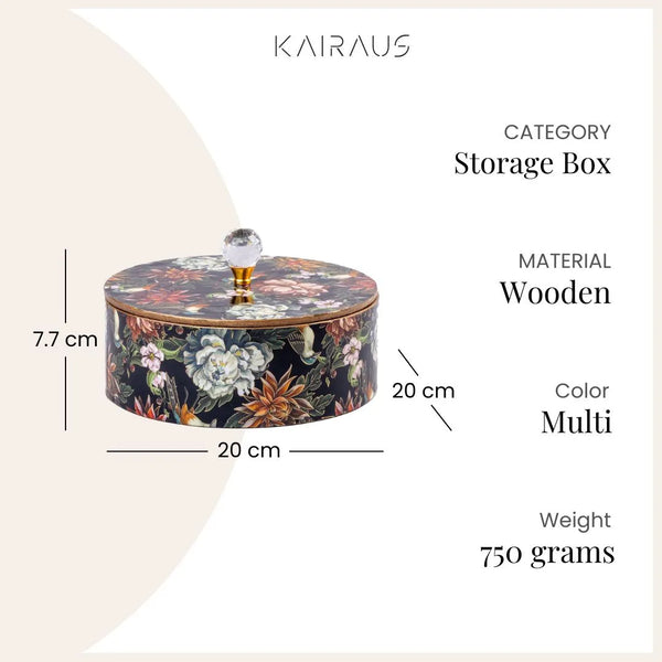 Floral Handcrafted Wooden Storage Box