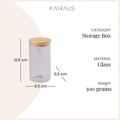 Elegant Round Glass Jar with Wooden Lid Set of 2 (320ml)