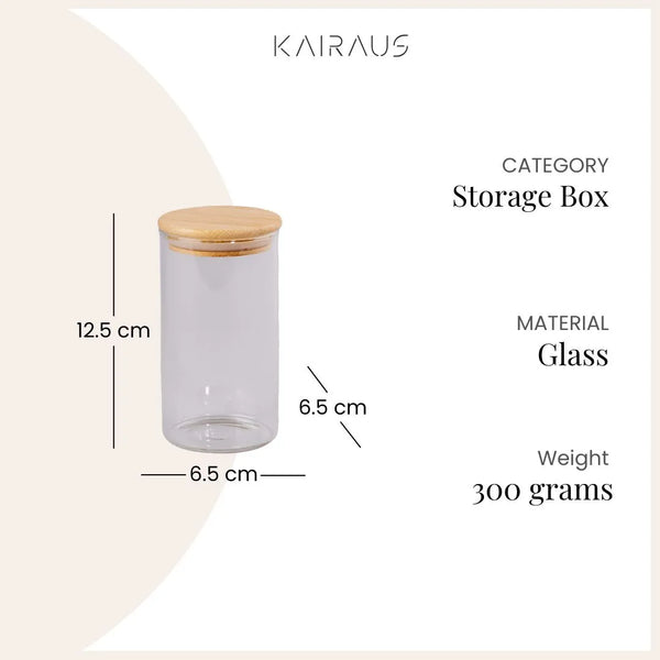 Elegant Round Glass Jar with Wooden Lid Set of 2 (320ml)