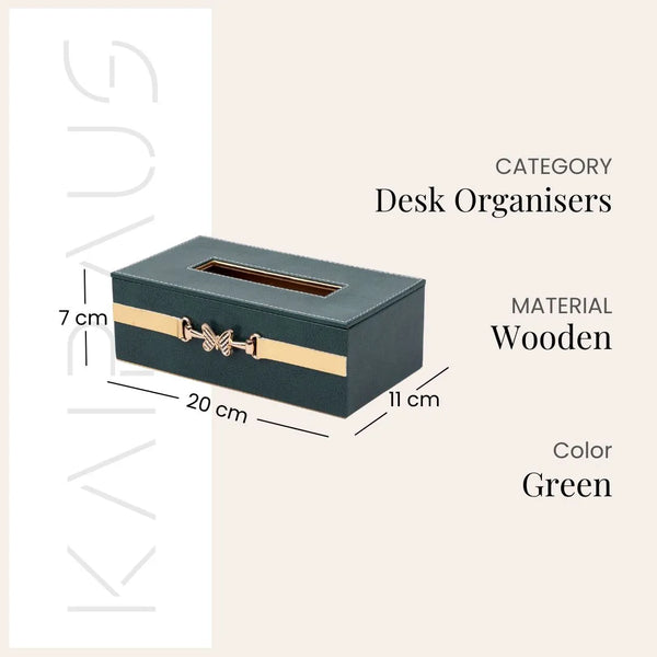 Luxury Green Leather Desk Organiser Set