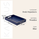 Blue Leather Desk Organiser Set