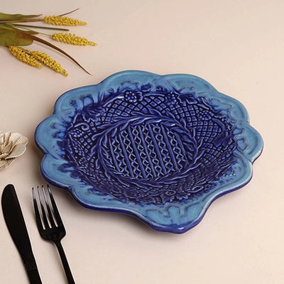 Embroidered Navy Blue Platter