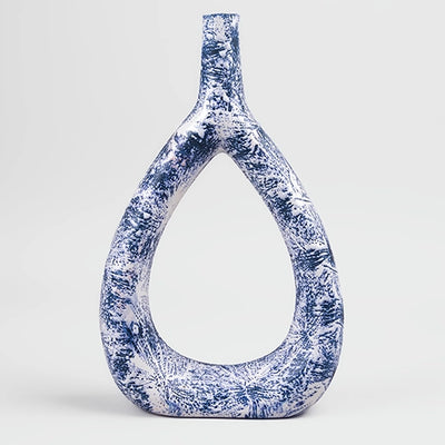 Deep Blue Textured Triangle Vase