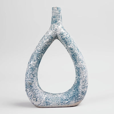 Teal Textured Triangle Vase