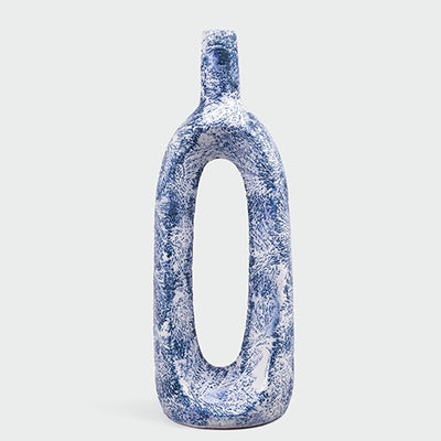 Ceramic Blue Hollow Flower Vase