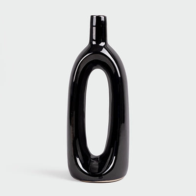 Pitch Black Hollow Vase