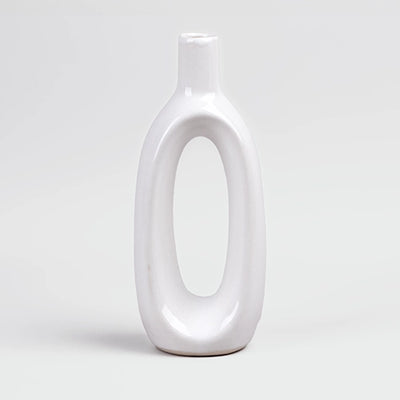White Glossy Hollow Vase