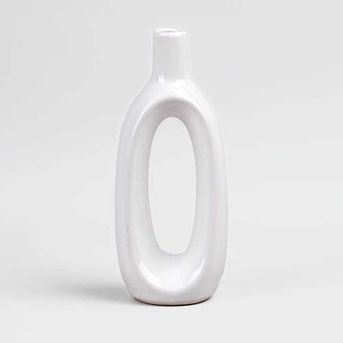 White Glossy Hollow Vase