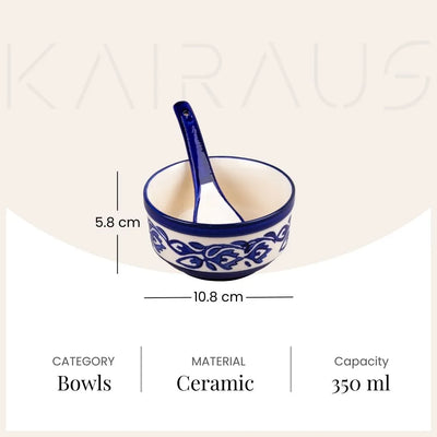 Floral Printed Porcelain Bowl (Set of 2)