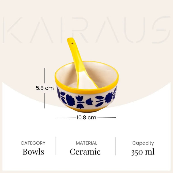 Blue Soup Bowl with Spoon (Set of 6)