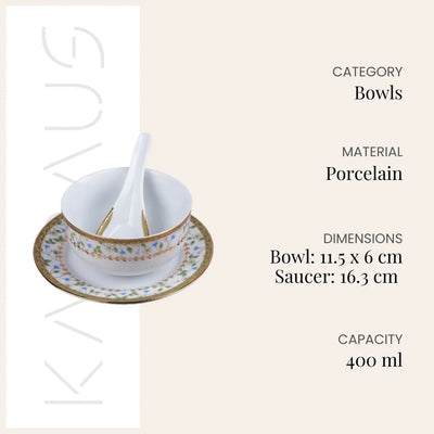 Elegant Porcelain Bowl and Spoon (Set of 2)