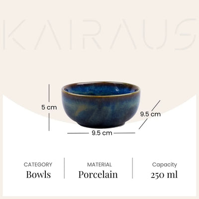 Blue Lagoon Glossy Porcelain Bowl (Set of 2)