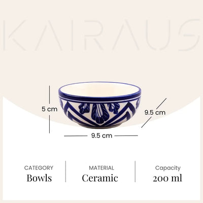 White & Blue Designer Handcrafted Bowl (Set of 2)