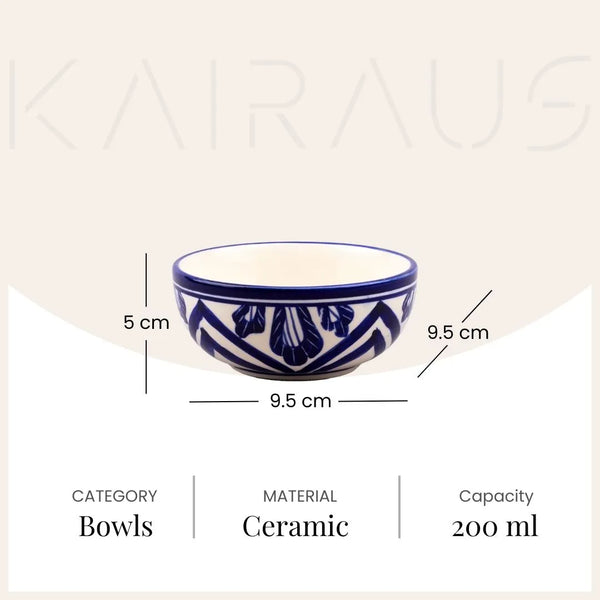 White & Blue Designer Handcrafted Bowl (Set of 2)