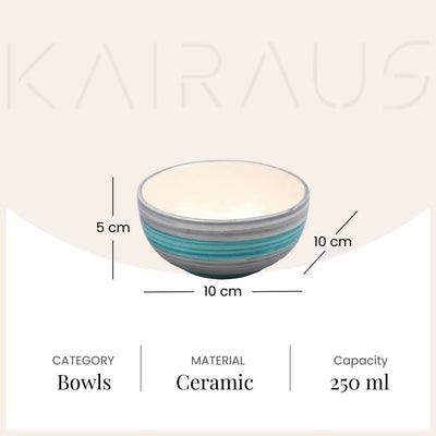 Opulent Sea Green Ceramic Dessert Bowl (Set of 2)