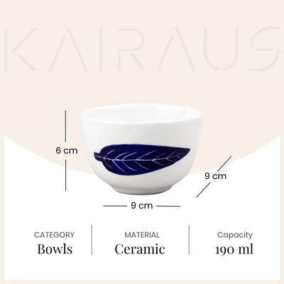 Sturdy Ashoka Leaf Ceramic Bowl (Set of 2)
