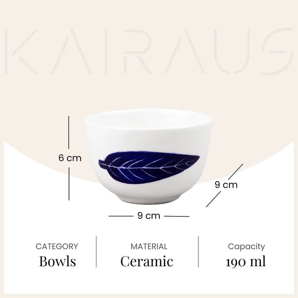 Sturdy Ashoka Leaf Ceramic Bowl (Set of 2)