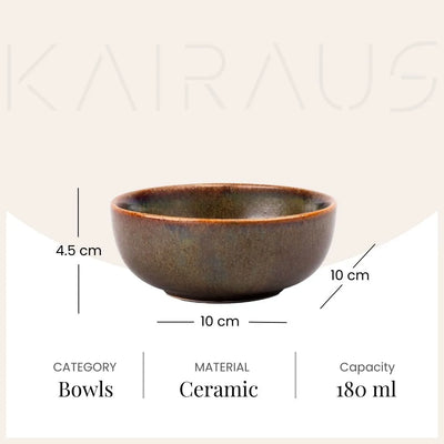 Stylish Brown Glossy Ceramic Bowl (Set of 2)