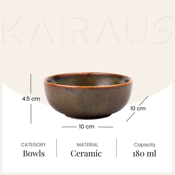 Stylish Brown Glossy Ceramic Bowl (Set of 2)
