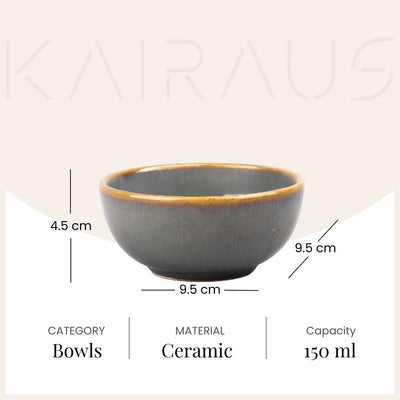 Classic Steel Grey Ceramic Bowl (Set of 2)