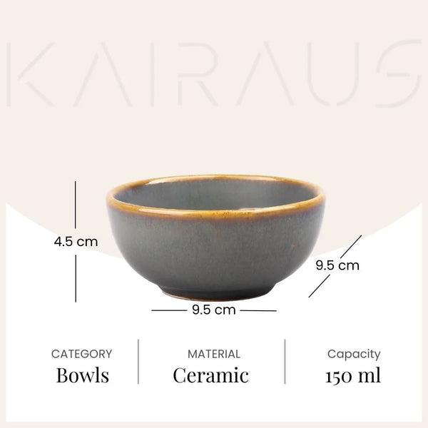 Classic Steel Grey Ceramic Bowl (Set of 2)