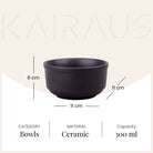 Volcano Black Terracotta Ceramic Bowls (Set of 6)