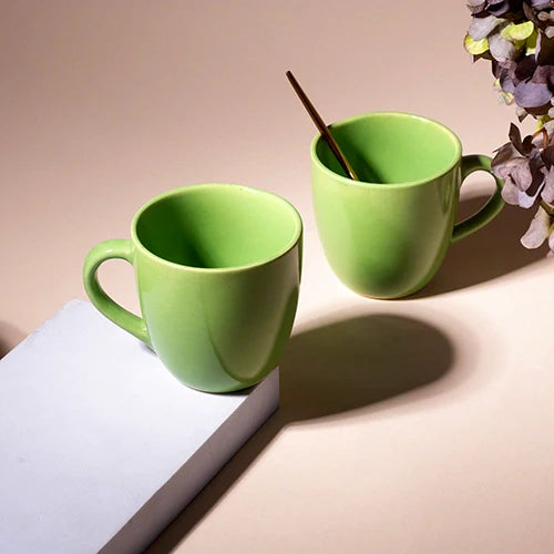 Pear Green Glossy Ceramic Cup Set of 2