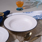 Stunning White & Black Ceramic Snack Plate Set of 2 (9.5 inch)