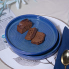 Blooming Blue Ceramic Snack Plates Set of 2 (9 inch)